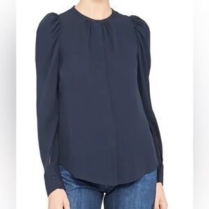 Theory Silk Blouse- Navy